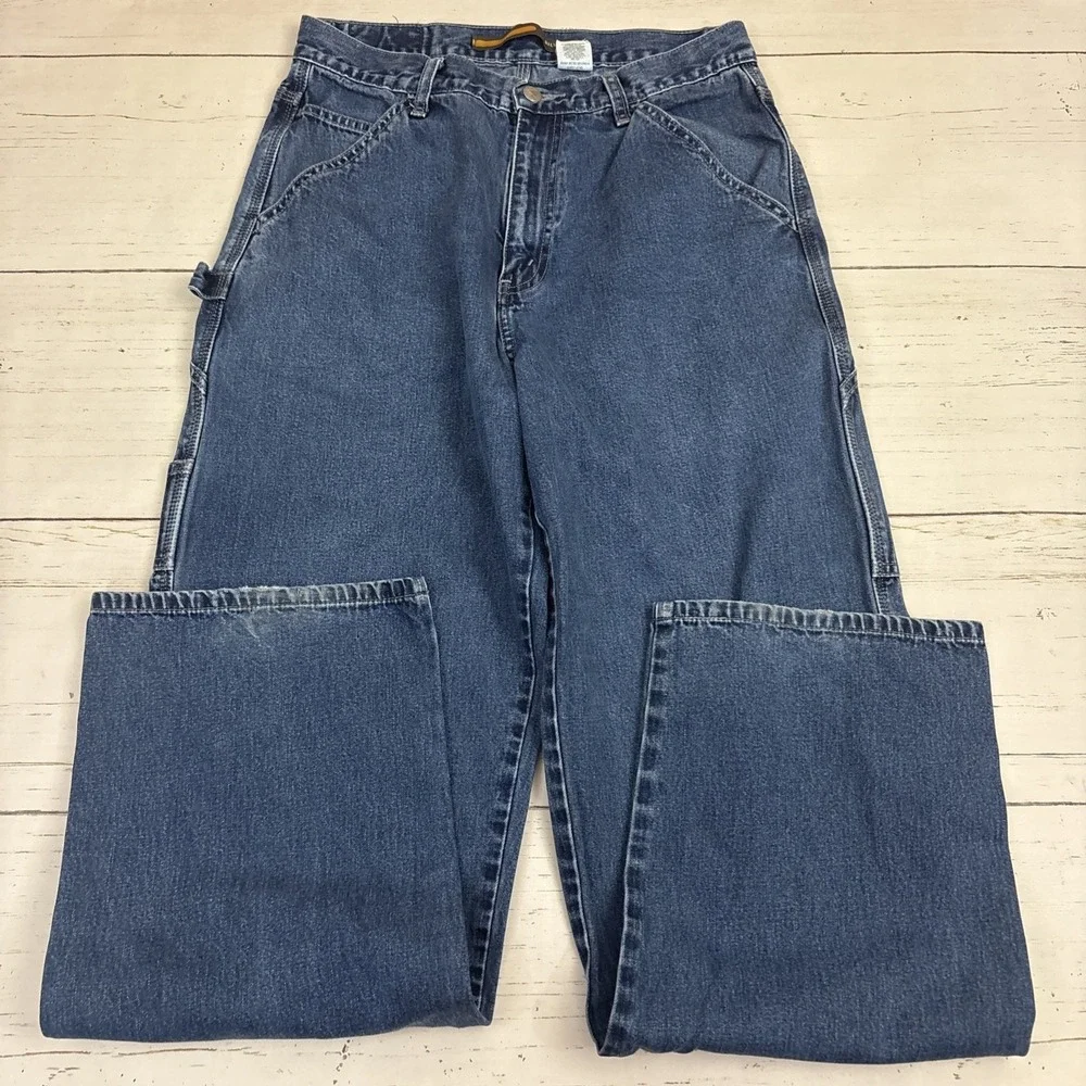 Levis SilverTab Carpenter Jeans Vintage Mens 31x34 Blue Denim Relaxed Zip Fly